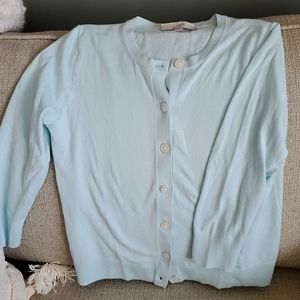 Loft cardigan. Color is more of an aqua blue than photo reflects.